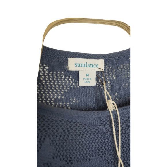 Sundance Sz Medium Blue Boho Knit Mini Lightweight Coverup Dress‎ - Picture 7 of 8